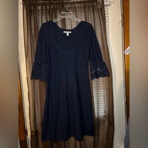 Autumn Cashmere Navy Dress with Lace Sleeves